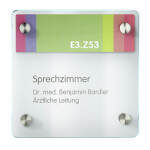 CRISTALLO Safe Türschild aus 2 x 4 mm Sicherheitsglas mit gerundeten Ecken