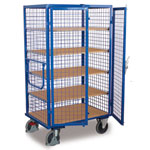 Transportwagen VARIOFIT  Etagenwagen mit Drahtgitter, 1 fester u. 4 lose Böden,