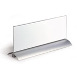Tischnamensschild hochwertiger Aufsteller mit Acrylplatte und Aluminiumfuß,