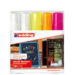 Edding 4090 Kreidemarker, Etui a 5 Stück, geruchsneutrale Flüssigkreide auf Wasserbasis,