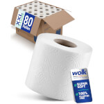 wolk plastikfreies Toilettenpapier 3-lagig, 80 Rollen à 150 Blatt