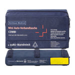 Holthaus Mini Auto-Verbandtasche Combi 3 in 1 mit Füllung nach DIN 13164 plus Warndreieck und Warnweste