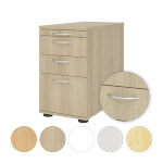 Hammerbacher Standcontainer Solid mit Bogengriff mit 4 Schubladen und Hängeregister