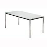 Büroeinrichtungen Besprechungstisch Tischplatte: Lichtgrau, umlaufender Stahlrahmen, Rahmen schwarz,