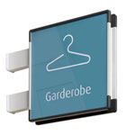 Türschild als Wandausleger Signcode Flag Rahmen: 4 mm, Ecken aus Metalldruckguss