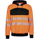 Korntex EOS HiVis Warnschutz Hoodie orange Sweatshirt mit Kapuze und Kängurutasche