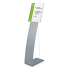 LITE SECURE Bodenaufsteller mit Infotafel DIN A3 hoch silber mattes Aluminiumprofil, Bodenaufsteller mit Spannseil,