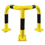 Rammschutz-Eckbügel gelb/schwarz Höhe: 35 cm, hochbelastbarer Gütestahl, zum Aufdübeln