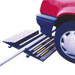 Schlauchbrücke schwarz mit gelben Reflexstreifen