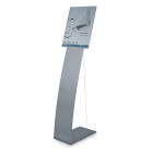 NEW AGE Bodenaufsteller mit Infotafel DIN A3 hoch silber mattes Aluminiumprofil, Bodenaufsteller mit Spannseil,
