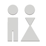 Phos Piktogramm aus Edelstahl Toilettenschild mit Symbol WC Damen und Herren