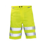 Planam Arbeitsshorts Warnschutz gelb kurze Arbeitshose mit Reflexstreifen