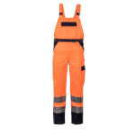 Planam Warnschutz-Latzhose orange-marine Arbeitshose mit Reflexstreifen