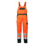 Planam Warnschutz-Latzhose orange-grün Arbeitshose mit Reflexstreifen