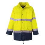 Planam Warnschutz-Parka gelb-marine mit Reflexstreifen, wasserdicht, atmungsaktiv