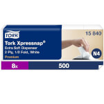 Tork 15840 Xpressnap Extra Soft Weiße Spenderserviette Premium 2-lagig für Spendersystem N4, 1/4 Falzung