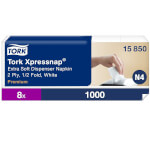 Tork 15850 Xpressnap Extra Soft Weiße Spenderserviette Premium 2-lagig für Spendersystem N4, 1/2 Falzung