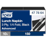 Tork 477864 Soft Lunchservietten Schwarz Advanced 3-lagig viertelgefaltet