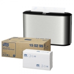 Tork Edelstahl-Tischspender Universalset mit Multifold Handtücher Universal 2 lagig