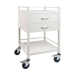 Söhngen Instrumententisch weiß mit Schublade, zwei Tischplatten und vier Laufrollen