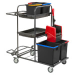 Vermop MISTRAL SPRINT Nasswischwagen Bausatz unmontiert, 2x 17 l Eimer rot und blau mit VK4 Presse rot