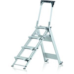 Zarges Plazastep P Sicherheitstreppe mit Sicherheitsbügel 4 Stufen, Arbeitshöhe 2,90 m, Plattformhöhe 0,88 m