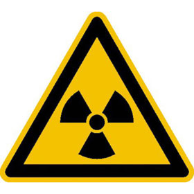 Warnschild auf Bogen Warnung vor radioaktiven Stoffen oder ionisierender Strahlung
