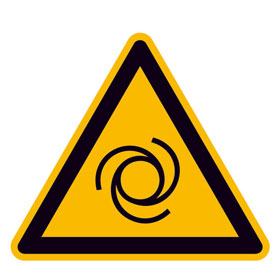 Warnschild auf Bogen Warnung vor automatischem Anlauf