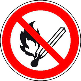 Verbotsschild Keine offene Flamme, Feuer, offene Zndquelle und Rauchen verboten