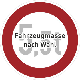 Verkehrsschild Verbot fr Fahrzeuge ber bestimmtem Gewicht VZ: 262