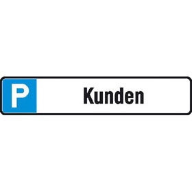 Parkplatzschild Symbol: P, Text:  Kunden