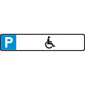 Parkplatzschild zur Reservierung Symbol: P, Symbol:  Rollstuhlfahrer