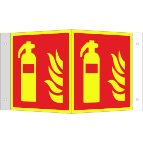 Brandschutzschild PLUS - Winkel  -  langnachleuchtend + tagesfluoreszierend Feuerlscher