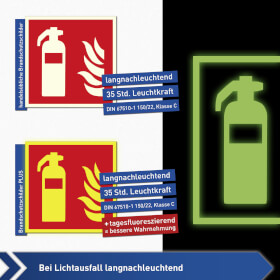 Brandschutzschild PLUS - Winkel - langnachleuchtend + tagesfluoreszierend Feuerlscher