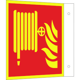 Brandschutzschild PLUS - Fahne  -  langnachleuchtend + tagesfluoreszierend Lschschlauch
