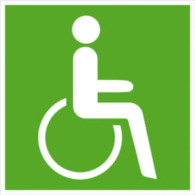 Rettungszeichen / nachleuchtend Rettungsweg  -  Notausgang fr Rollstuhlfahrer rechts
