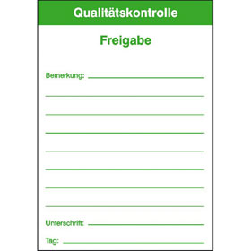 Qualittskennzeichnungsetiketten Text: Qualittskontrolle -  Freigabe  - 