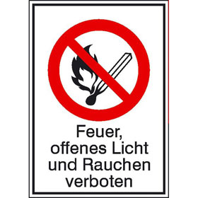 Verbots - Kombischild Feuer, offenes Licht und Rauchen verboten