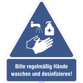 Gebots - Kombischild Bitte regelmäßig Händewaschen und desinfizieren!