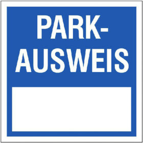 Parkausweis - Vignette zur Innenverklebung an Windschutzscheiben Text: Parkausweis Farbe: blau / weiß, 