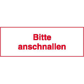 Hinweisschild für Kraftfahrzeuge Bitte anschnallen, weiß / rot