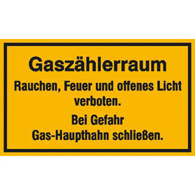 Hinweisschild - Betriebskennzeichnung Gaszhlerraum