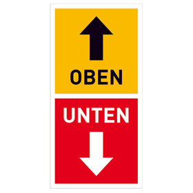 Verpackungsetiketten Text: oben /  unten