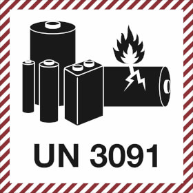 Verpackungsetikett UN 3091 fr Lithium - Metall - Batterien mit oder in Ausrstungen verpackt