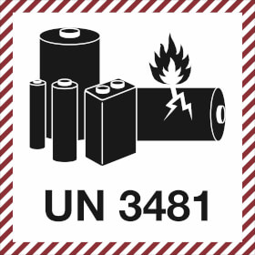 Verpackungsetikett UN 3481 fr Lithium - Ionen - Batterien mit oder in Ausrstungen verpackt