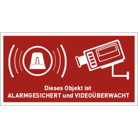 Video Infozeichen - Betriebskennzeichnung Objekt alarmgesichert und videoberwacht, 