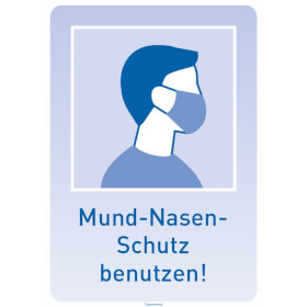 Hinweisschild - Maskenpflicht (rechteckig,  blau) Mund - Nasen - Schutz benutzen!