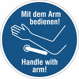 Hinweisschild - Türöffner Mit dem Arm bedienen!