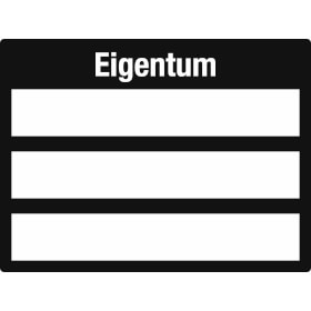 Inventarkennzeichnungsetiketten auf Bogen wei / schwarz,  Text:  Eigentum