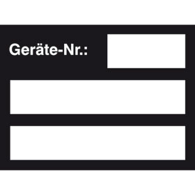 Inventarkennzeichnungsetiketten auf Bogen schwarz / wei,  Text:  Gerte - Nr.: 